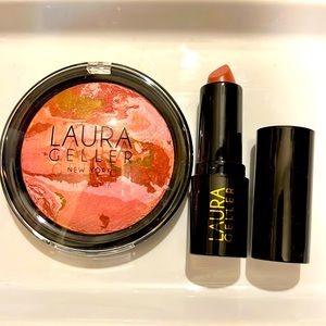 Laura Geller Baked Set - Full Size Blush N Bronze + Bellissima Lip Stick.